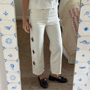 Levi's White Cutout Studded Straight-Leg Jeans